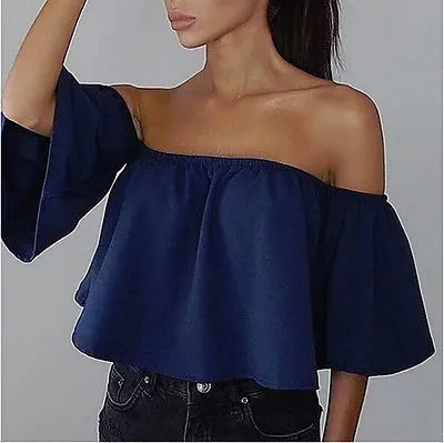 2017 New Arrival Summer T-shirt Fashion Women's Ladies Lace Off-shoulder Casual Tops T Shirt