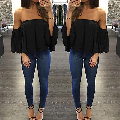 2017 New Arrival Summer T-shirt Fashion Women's Ladies Lace Off-shoulder Casual Tops T Shirt