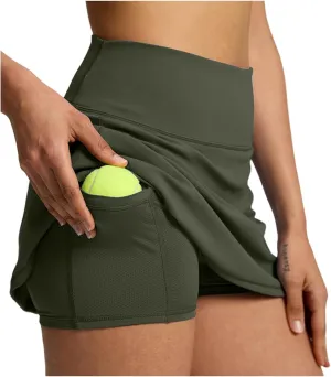 2024 Skorts for Woman Tennis Fitness Sports Double Layer Skirt Elastic High Waist Breathable Trendy Hiking Shorts Pockets