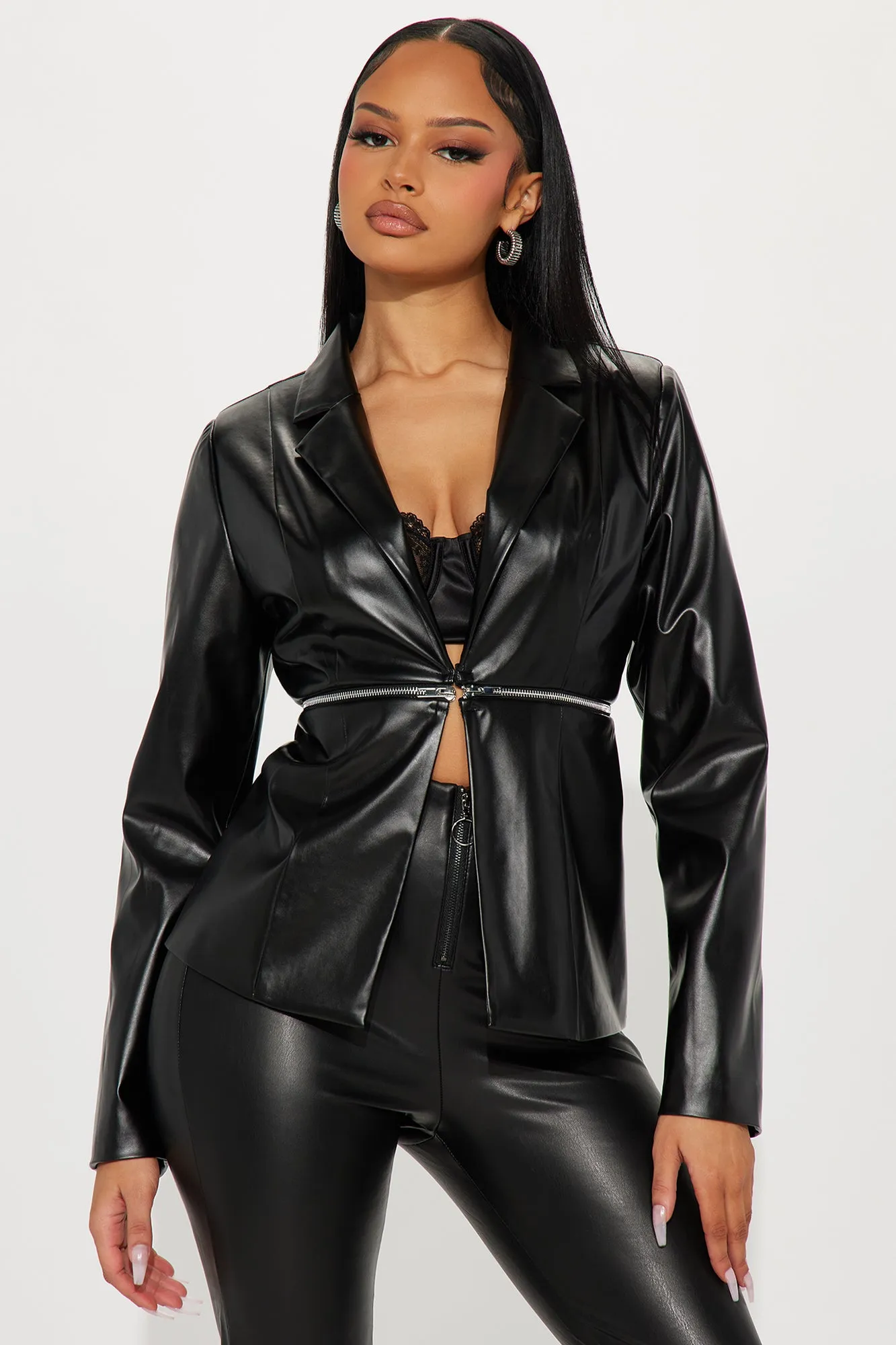 Aniyah Faux Leather Jacket - Black