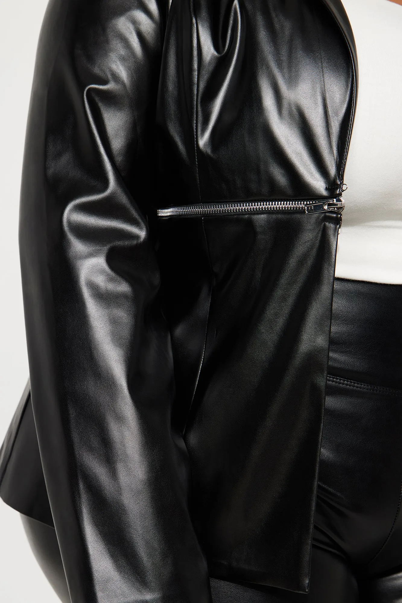 Aniyah Faux Leather Jacket - Black