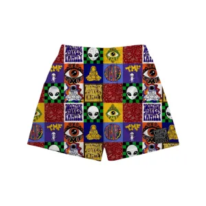 Athletic Mesh Short in Varsity Patchwork