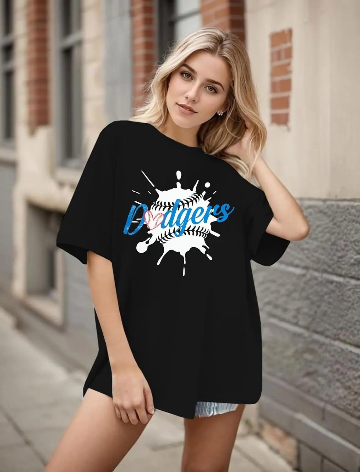 Baseball Shirt Women Oversized Baseball Game Day Shirts Baseball Fan T-Shirt Baseball Mama Short Sleeve Tee Top