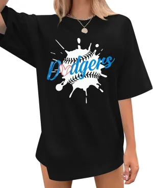 Baseball Shirt Women Oversized Baseball Game Day Shirts Baseball Fan T-Shirt Baseball Mama Short Sleeve Tee Top