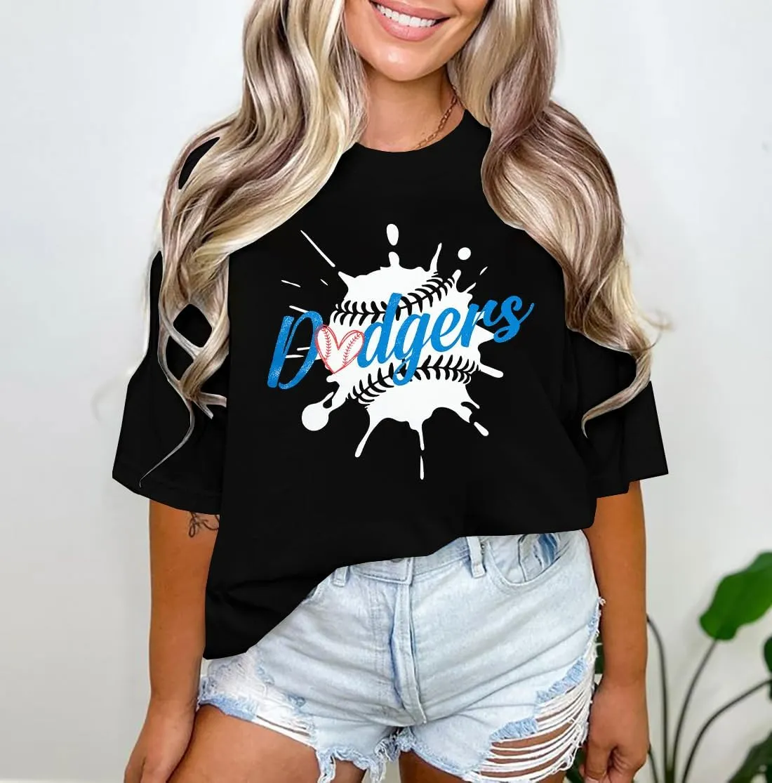 Baseball Shirt Women Oversized Baseball Game Day Shirts Baseball Fan T-Shirt Baseball Mama Short Sleeve Tee Top