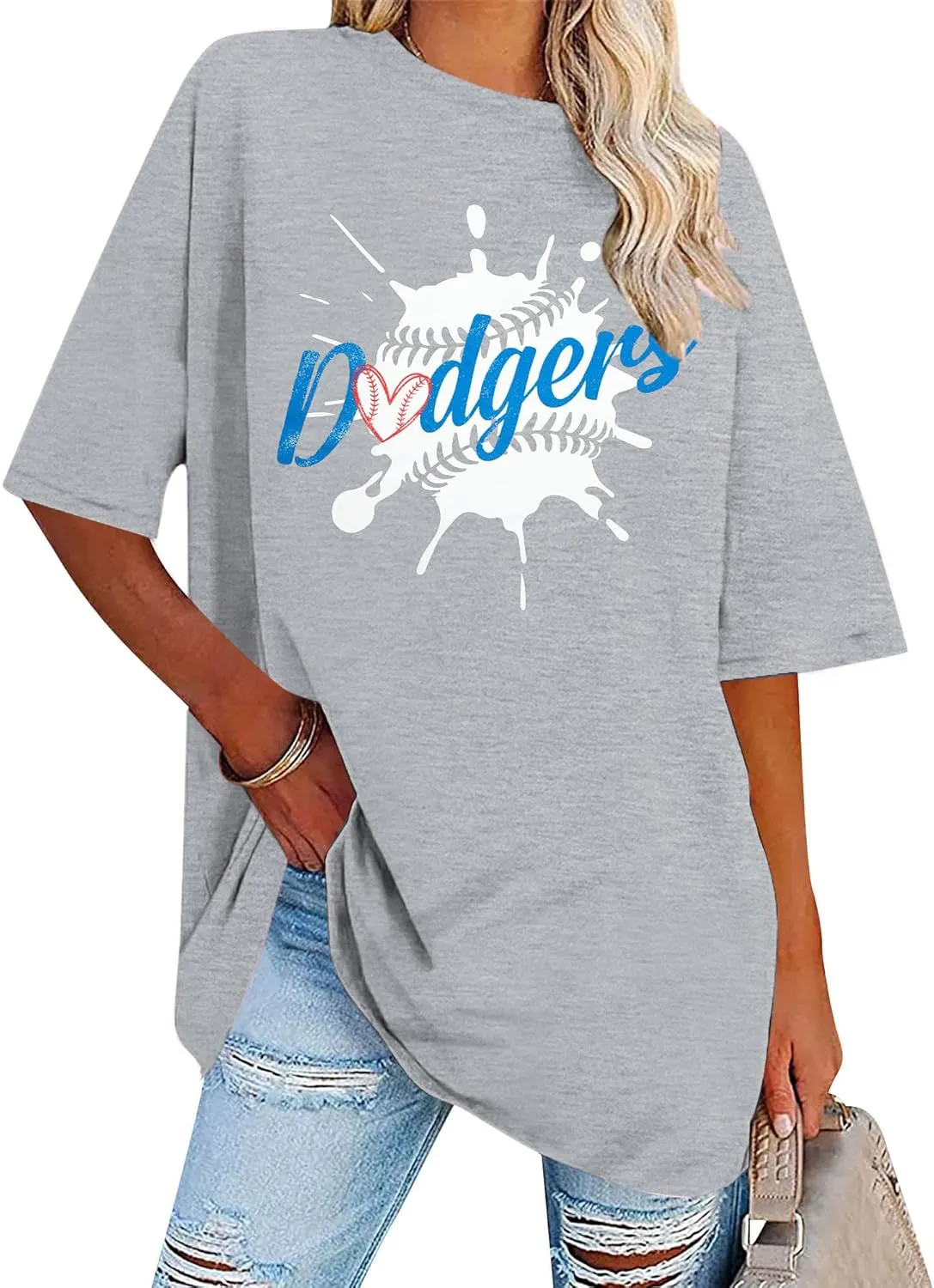 Baseball Shirt Women Oversized Baseball Game Day Shirts Baseball Fan T-Shirt Baseball Mama Short Sleeve Tee Top