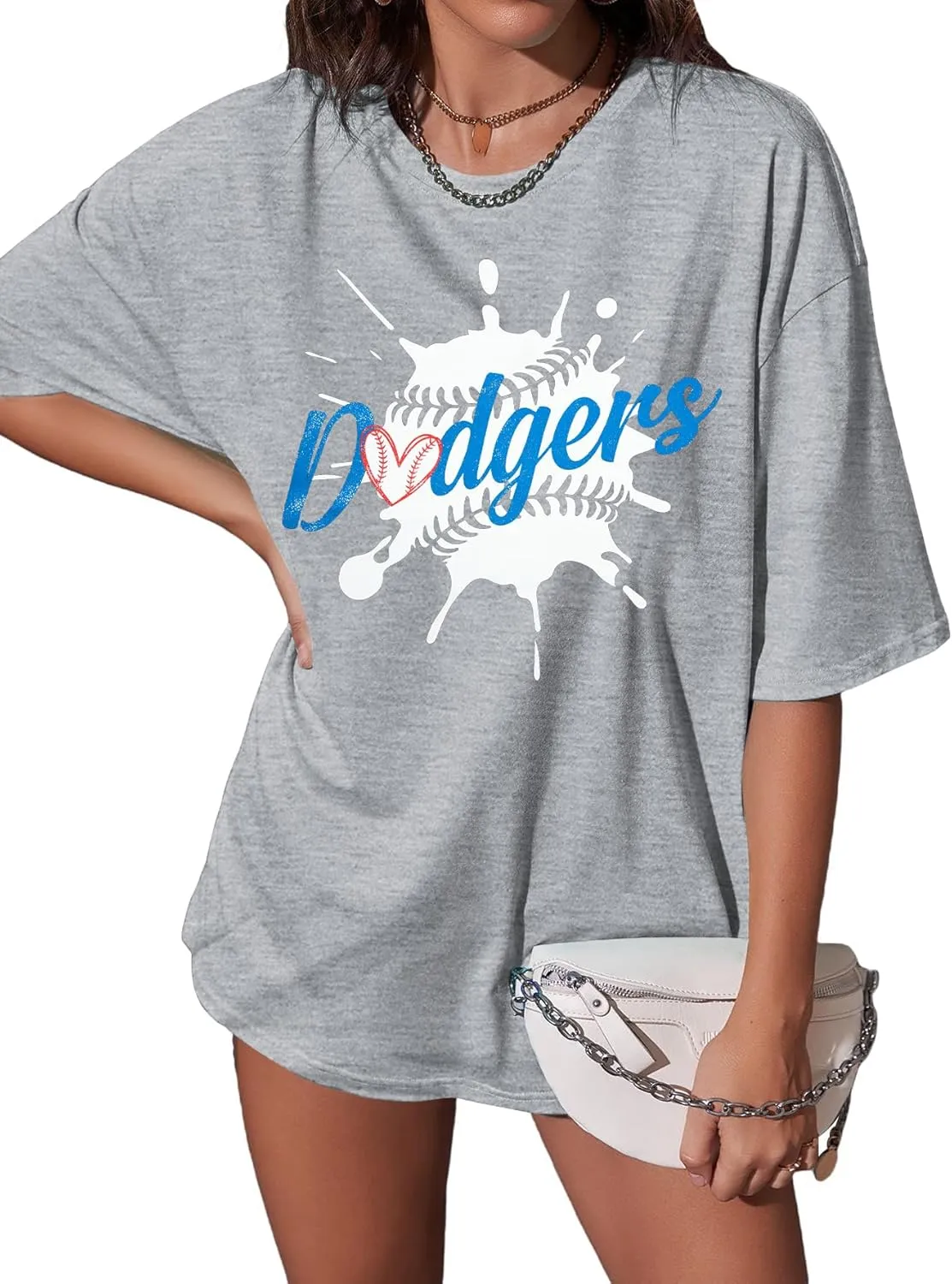 Baseball Shirt Women Oversized Baseball Game Day Shirts Baseball Fan T-Shirt Baseball Mama Short Sleeve Tee Top