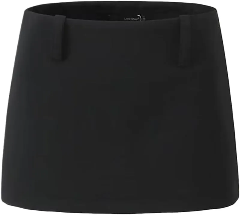 Black Mini Zip-Up Low Waist Slim Fit Pencil Skirt for Women