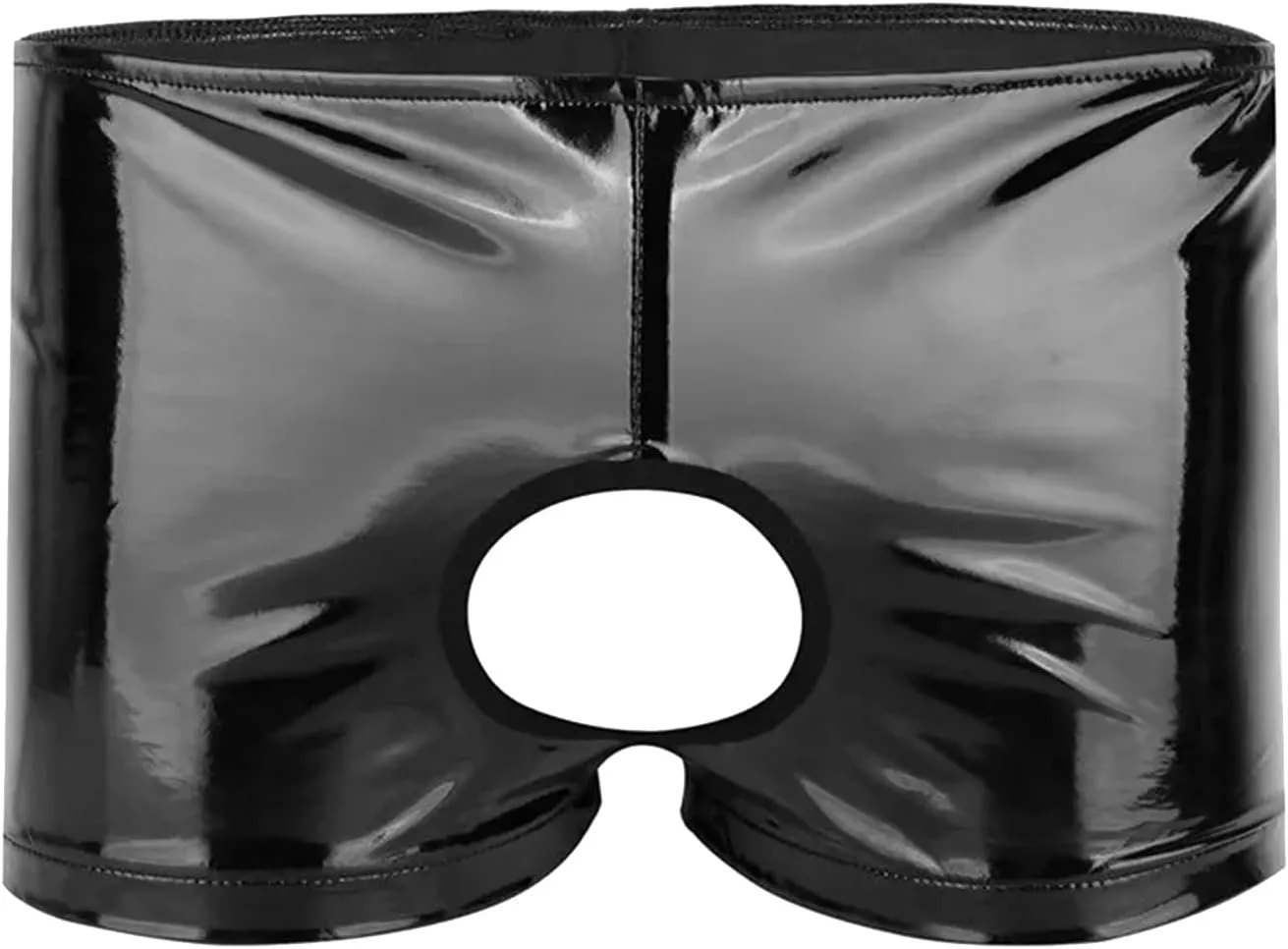 Boxers for Men Leather Open Front Exotic Lingerie Thongs Low Rise Backless Wetlook Cut Out Breathable Sexy Underwear