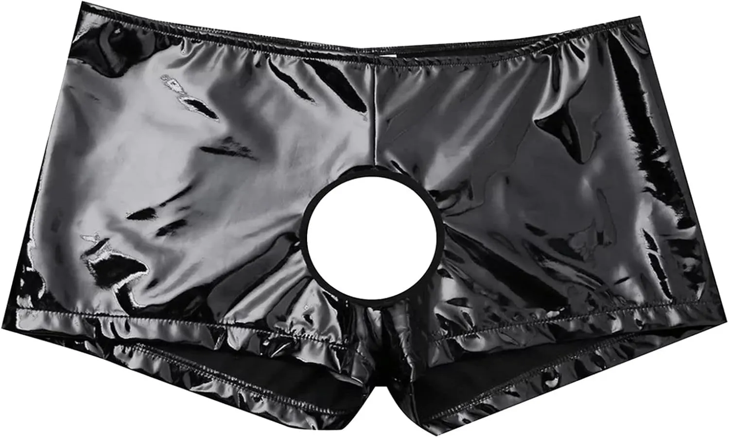 Boxers for Men Leather Open Front Exotic Lingerie Thongs Low Rise Backless Wetlook Cut Out Breathable Sexy Underwear