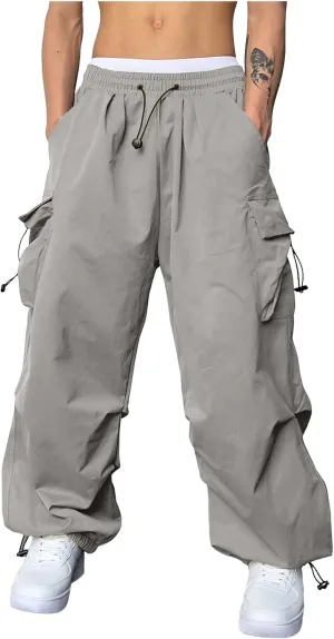 Cargo Pant for Men Lightweight Casual Joggers Drawstring Elastic Waist Work Pants Multi Pockets