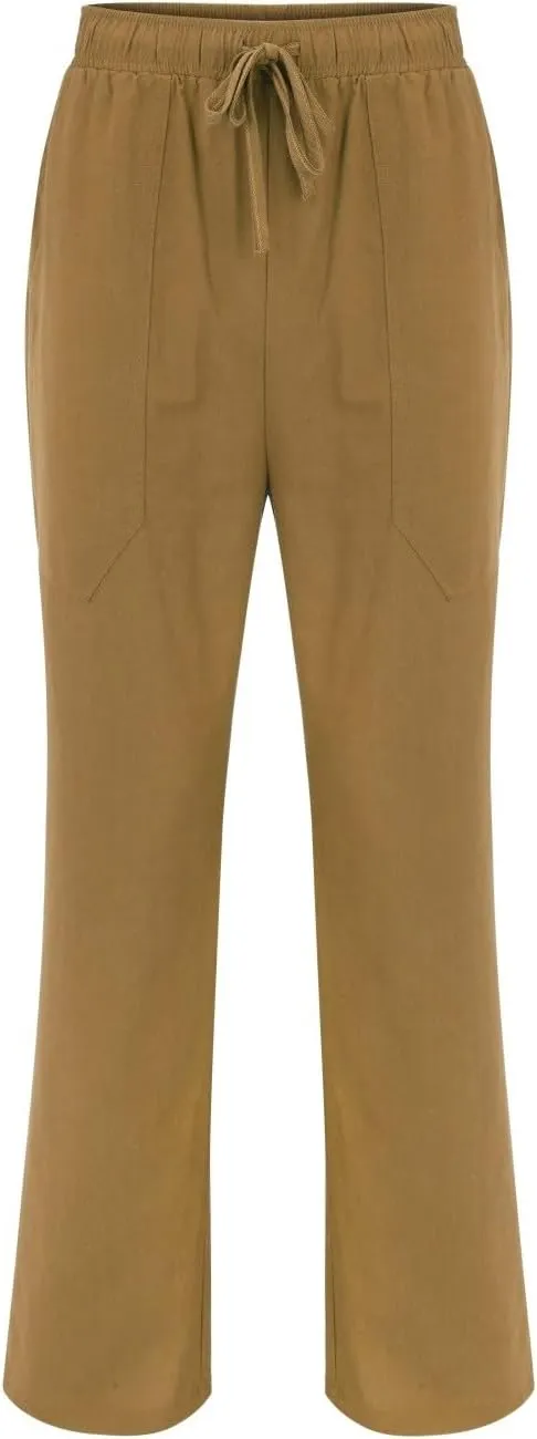 CRNTCEM Men's Straight Leg Linen Pants Breathable Outdoor Travel Beach Yoga Pants Going Out Casual Athletic Workout Sweatpant