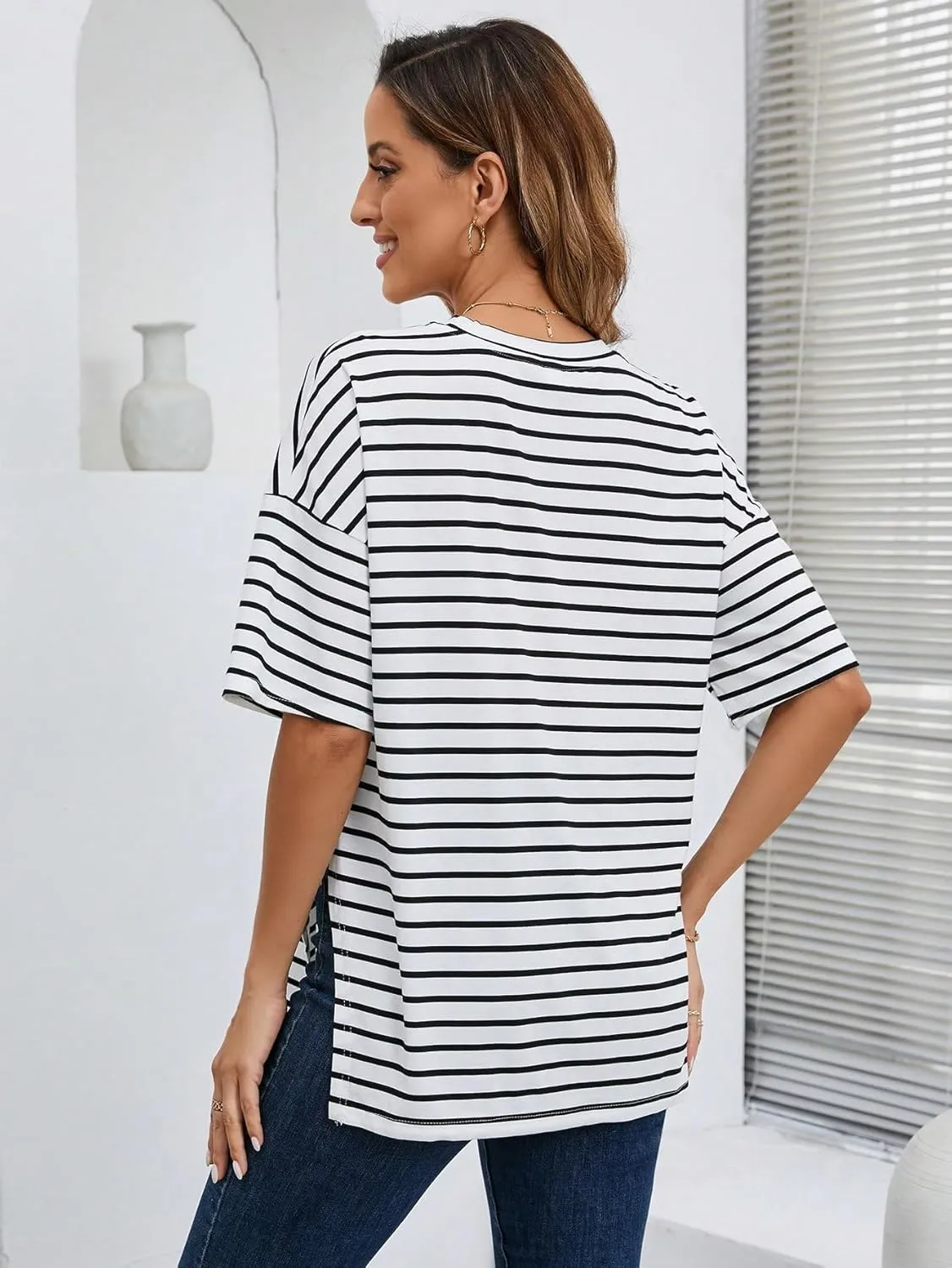 Floerns Women's Casual Basic Short Sleeve Loose T-Shirt Tee Tops