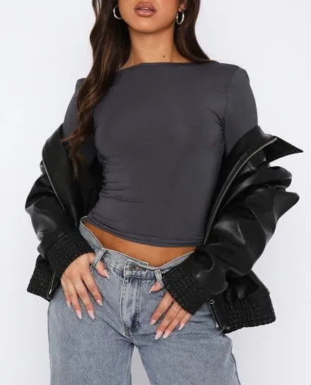 ForeFair Women Sexy Backless Short Sleeve Slim Fit Crewneck Summer Casual Y2K Crop Tee