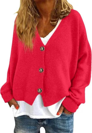 Fuzzy Fleece Cardigan for Women,2024 Fashion Cardigan Oversized Button Down Long Sleeve V Neck Jackets Coat