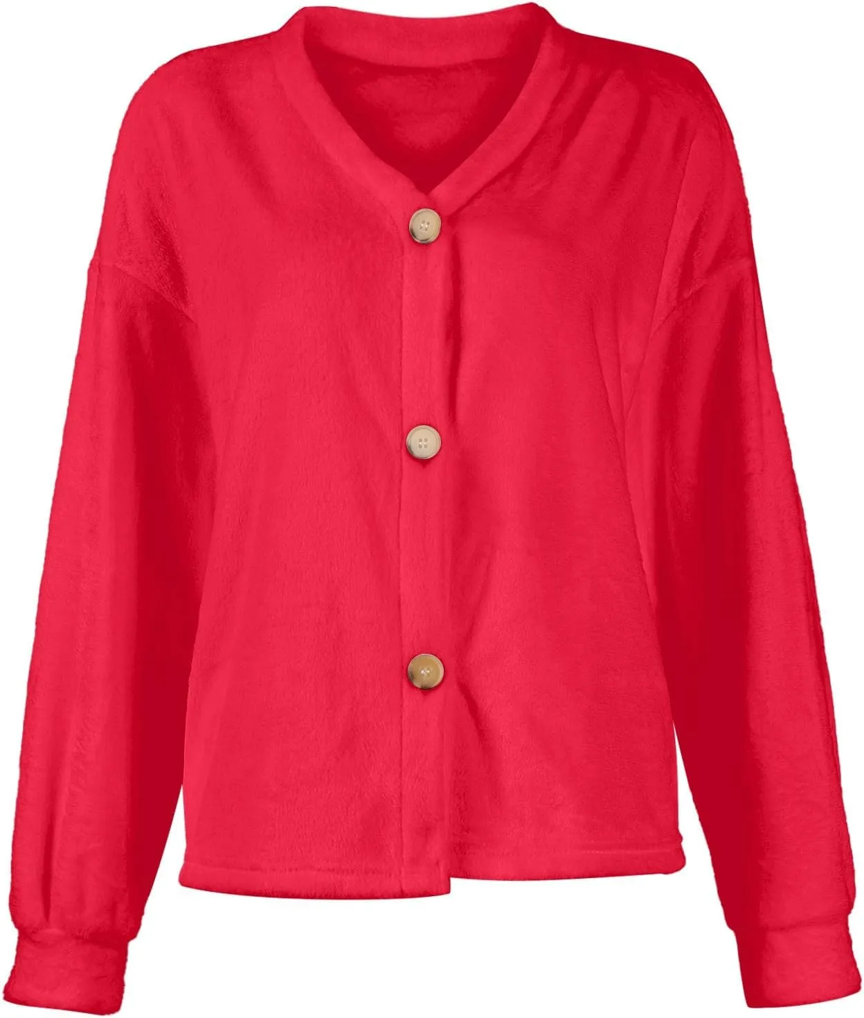 Fuzzy Fleece Cardigan for Women,2024 Fashion Cardigan Oversized Button Down Long Sleeve V Neck Jackets Coat