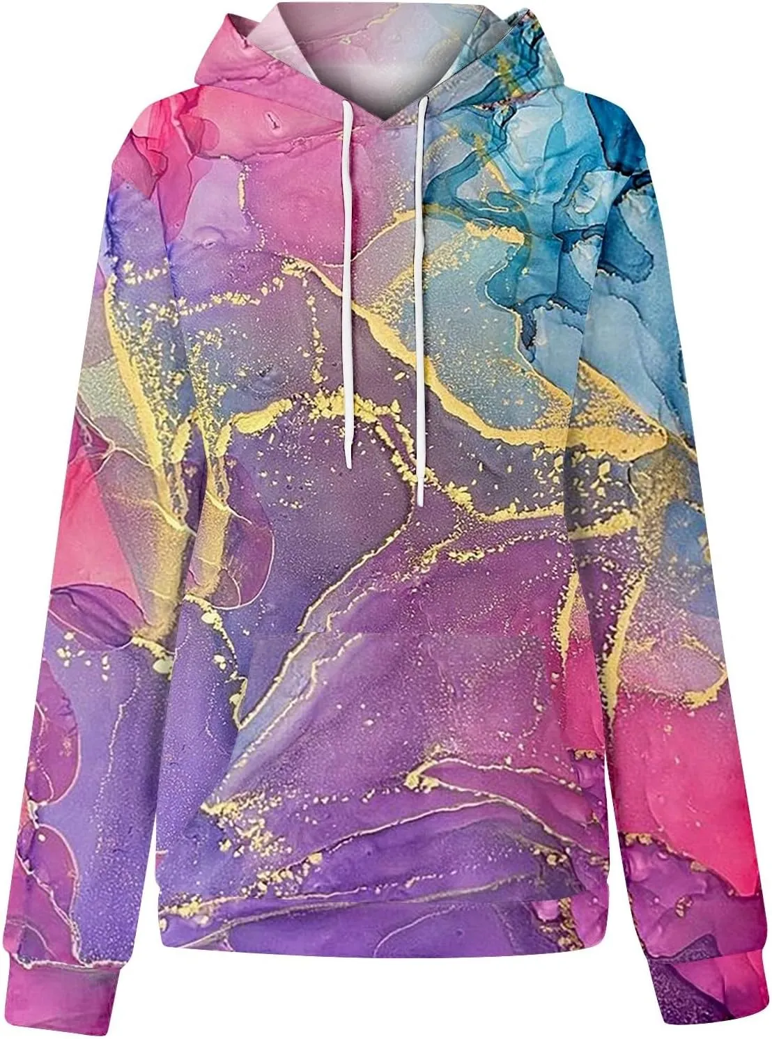 GOFULY Women Sweatshirt Fall Marble Print Hoodies Lightweight Winter Sweatshirt Long Sleeve Drawstring Pullover With Pocket