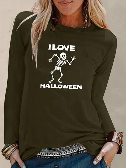 Halloween Print Casual Tops
