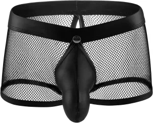 JEShifangjiusu Mens Hollow Out Boxer Briefs Mid Rise Mesh Bikini Underwear Lingerie Shorts See Through Breathable Underpants
