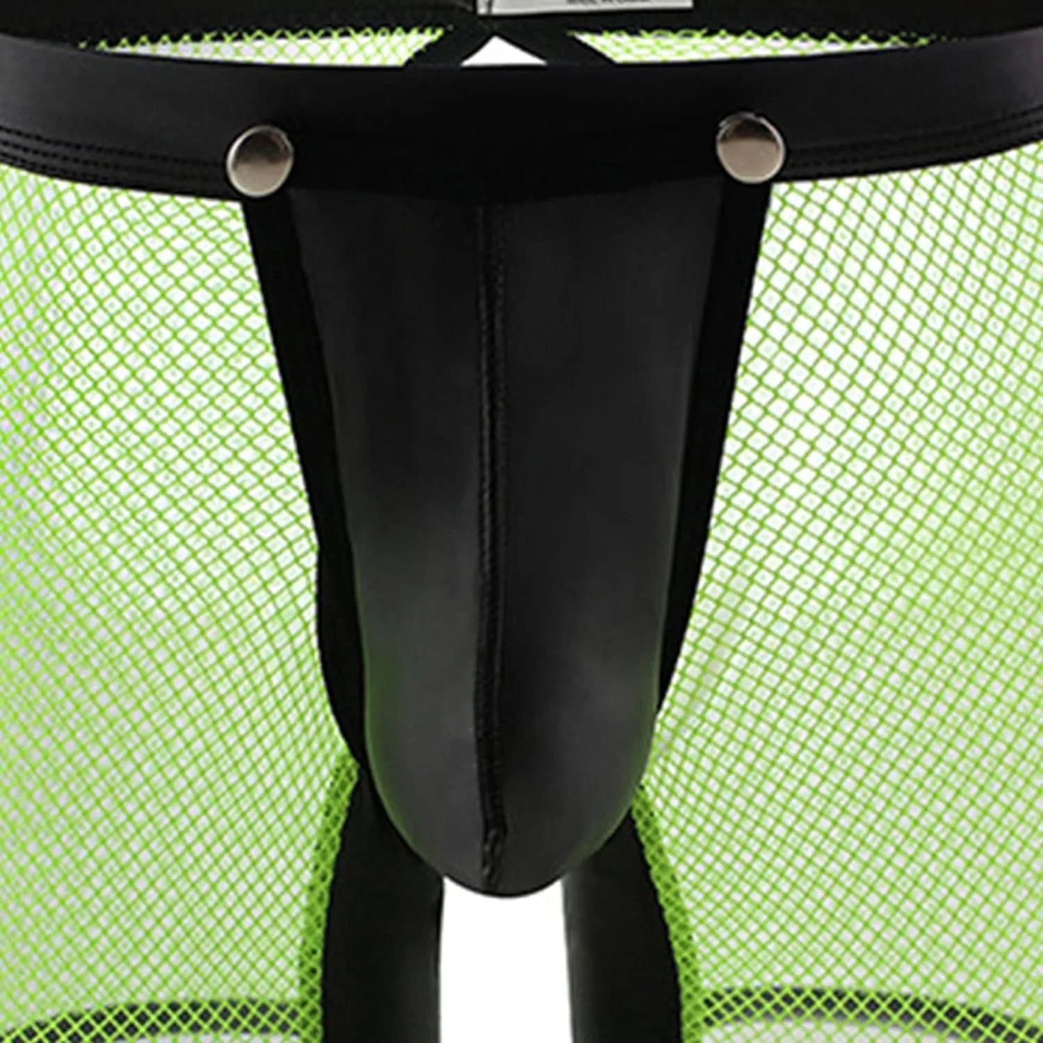 JEsilunmaMY Men's Leather Removable Pouch Boxer Briefs See Through Low Waist Mesh Underwear Hollow Breathable Shorts Pants