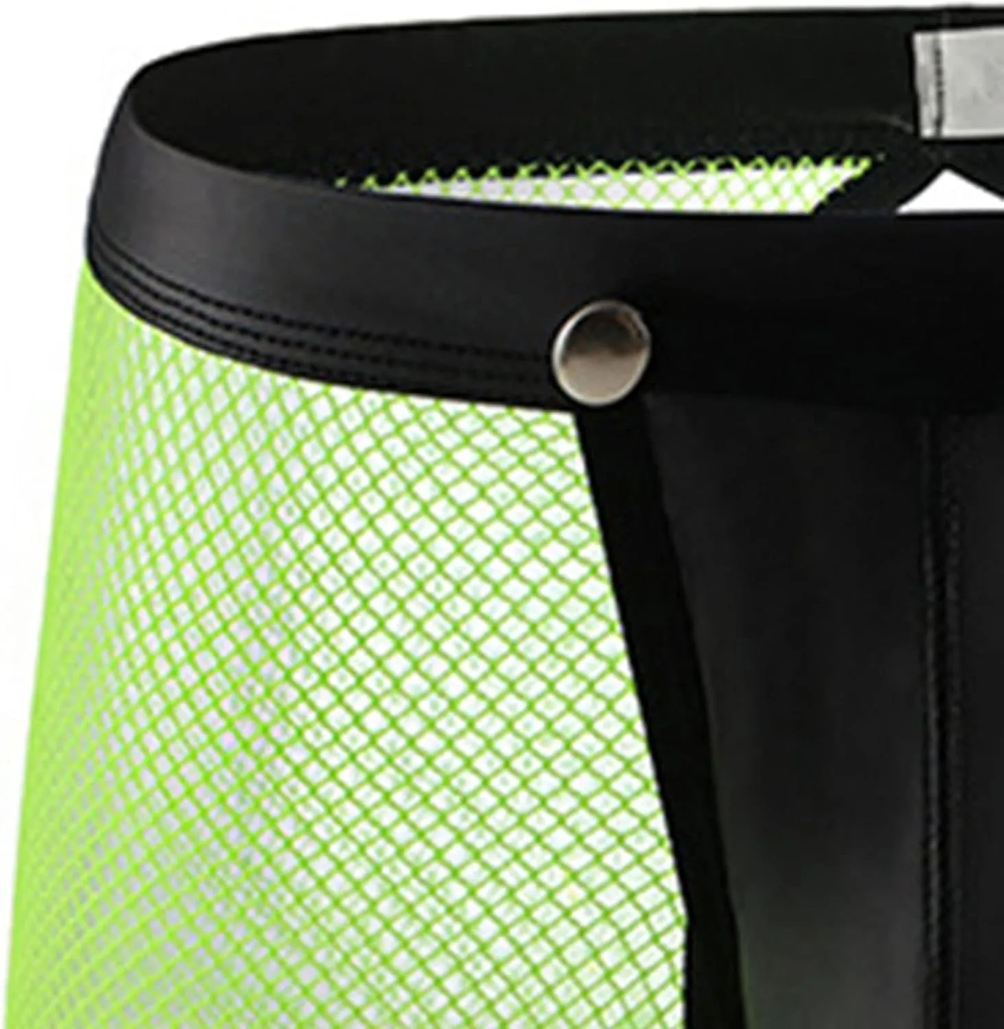 JEsilunmaMY Men's Leather Removable Pouch Boxer Briefs See Through Low Waist Mesh Underwear Hollow Breathable Shorts Pants