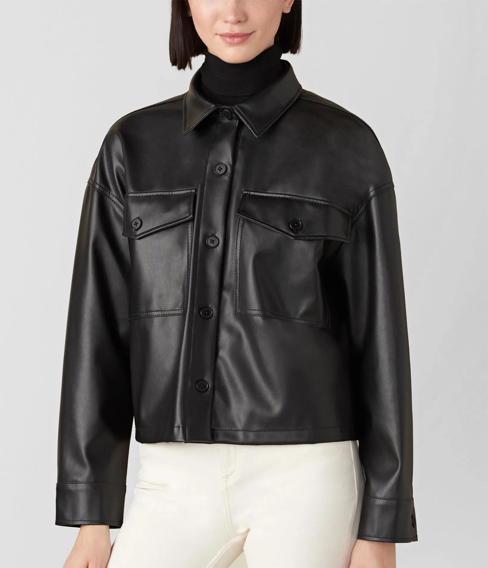 Kathy Faux Leather Button Up Shirt