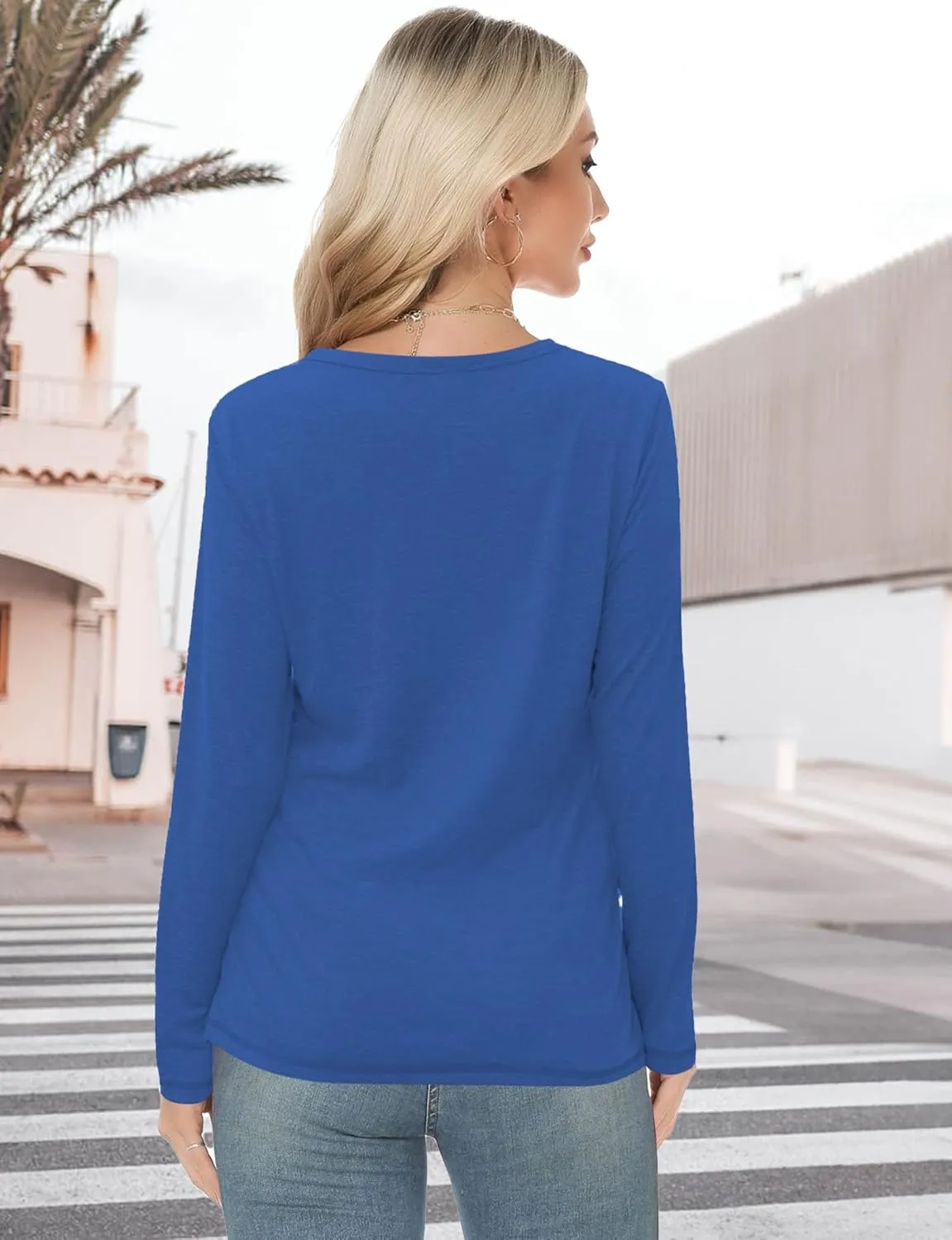 Long Sleeve Shirts for Women Crew Neck Basic Tee Fashion Womens Tops