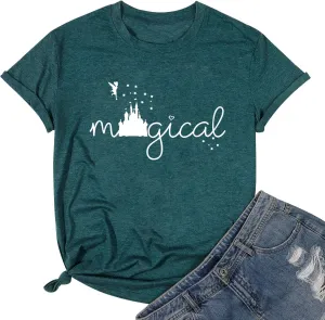 Magical Shirt for Women Magic Kingdom Tshirt Family Vacation Tee Castle Graphic Short Sleeve Tops