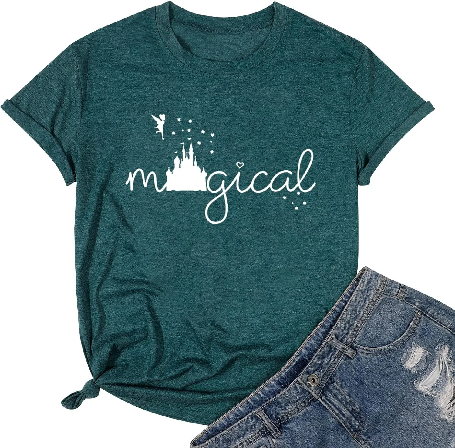 Magical Shirt for Women Magic Kingdom Tshirt Family Vacation Tee Castle Graphic Short Sleeve Tops