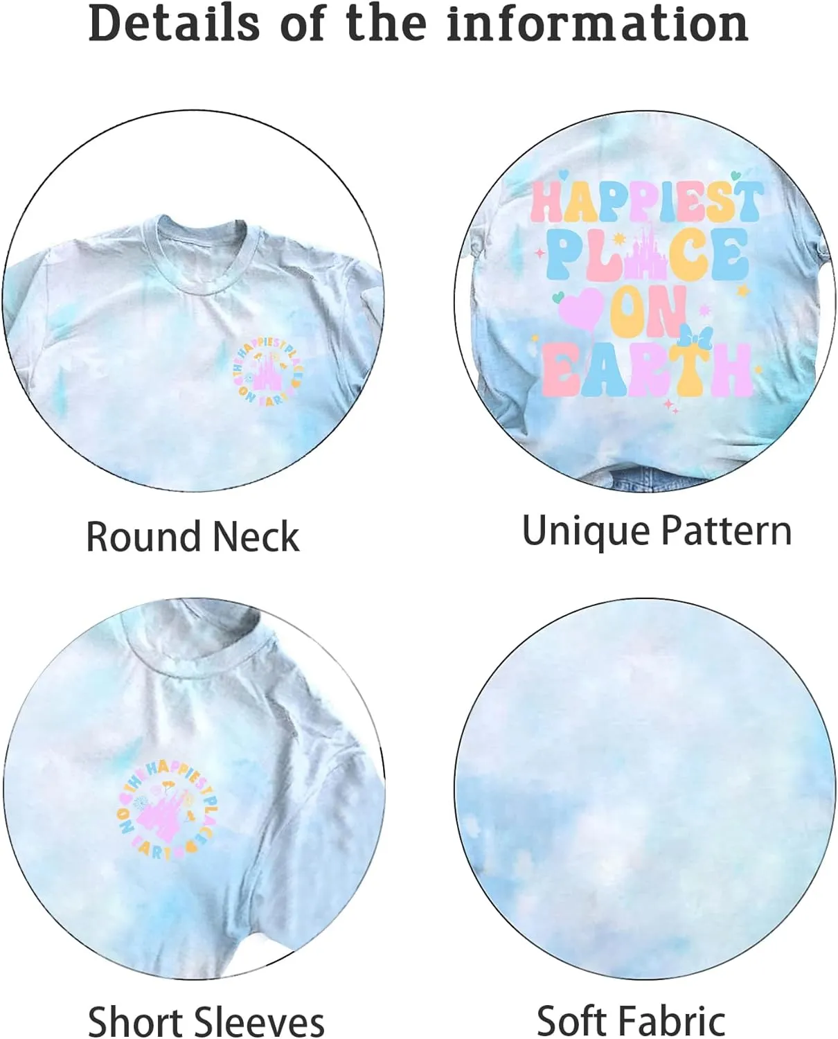 Magical Shirts for Women Happiest Place On Earth Holiday Graphic Short Sleeve Retro Casual Tops