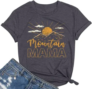 Mama Shirts for Women Retro Floral Mama Letter Printed Mother's Day Shirt Graphic Tshirt Mom Casual Tee Tops