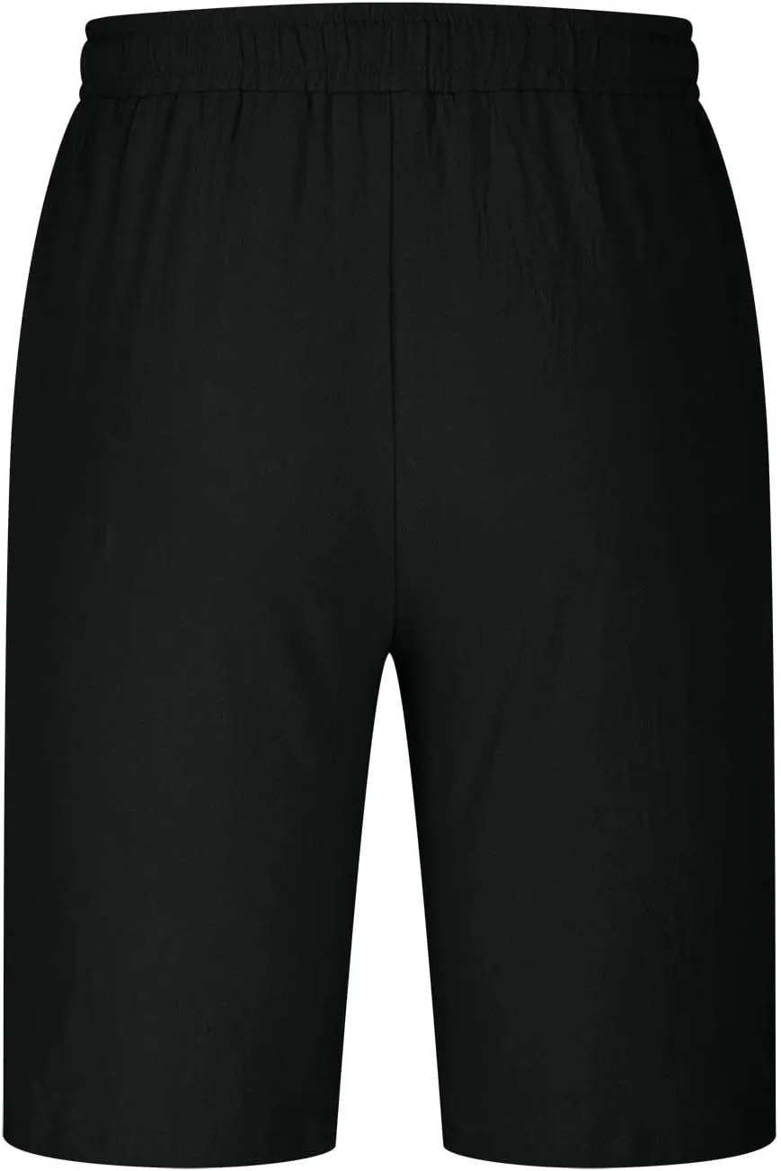 Men's Cotton Linen Shorts Drawstring Casual Loose Fit Breathable Summer Lightweight Work Beach Sweatpants with Pockets