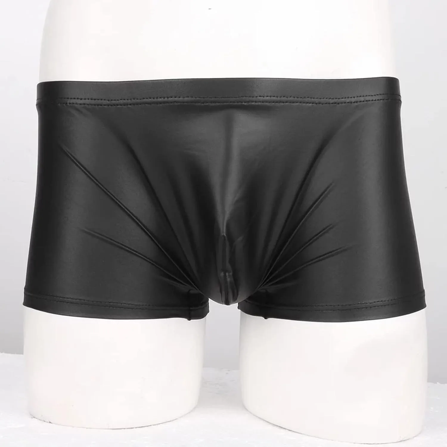 Mens Sexy Faux Leather Boxer BriefsComfort Breathable Smoothing Pouch Trunks ShortsExotic Underwear Underpants