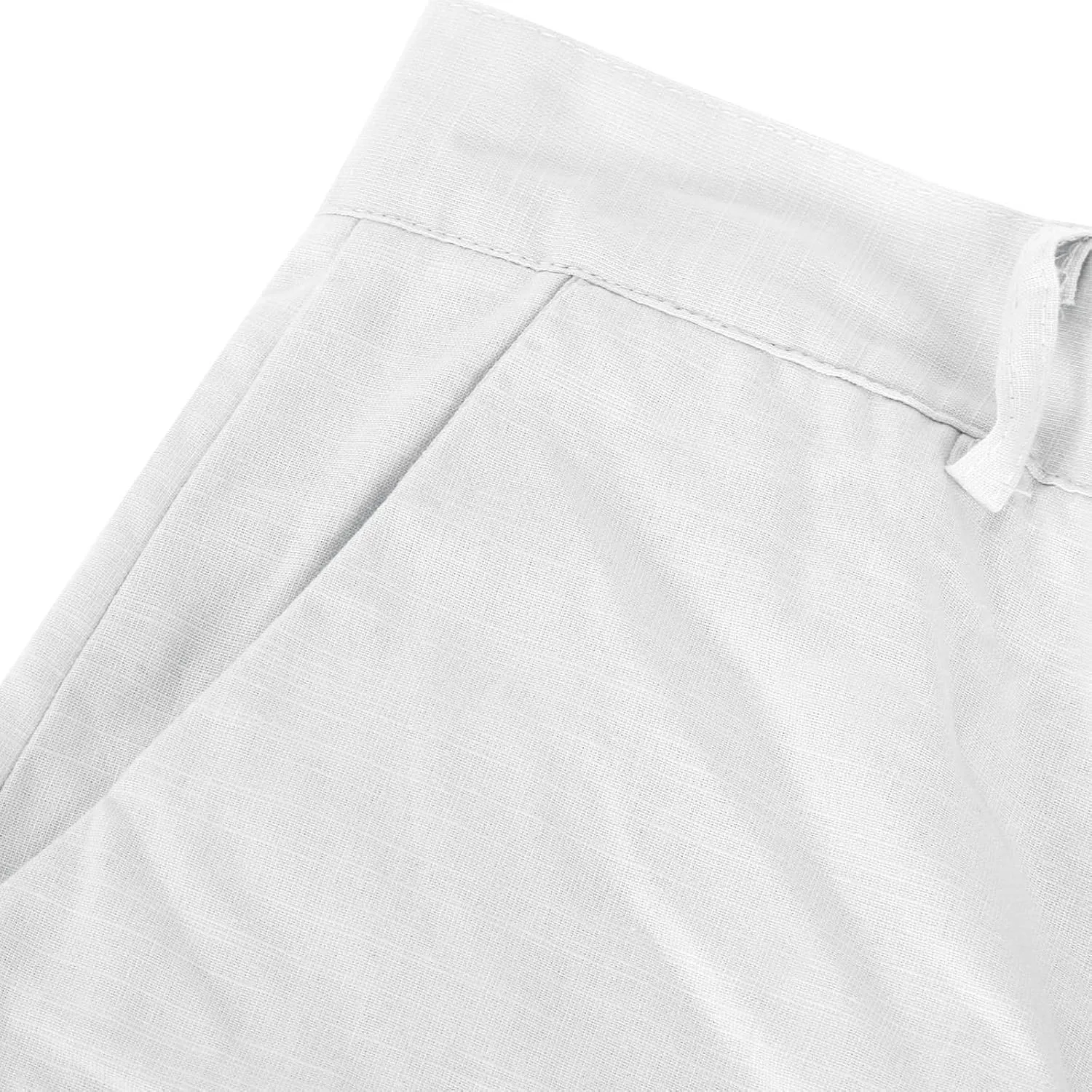 Mens Shorts Summer Trendy Cotton Linen Beach Pants Elastic Waist Button Trousers Breathable Running Pants with Pokets