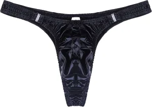 Mens Stretch Thong T-Back Sexy Underwear Low Rise Under Panties Underwear Leather Briefs Breathable Underpants