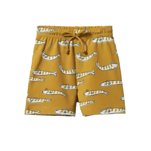 Nature Baby Jimmy Shorts Sweatshirt Knit - South Seas Palm Print