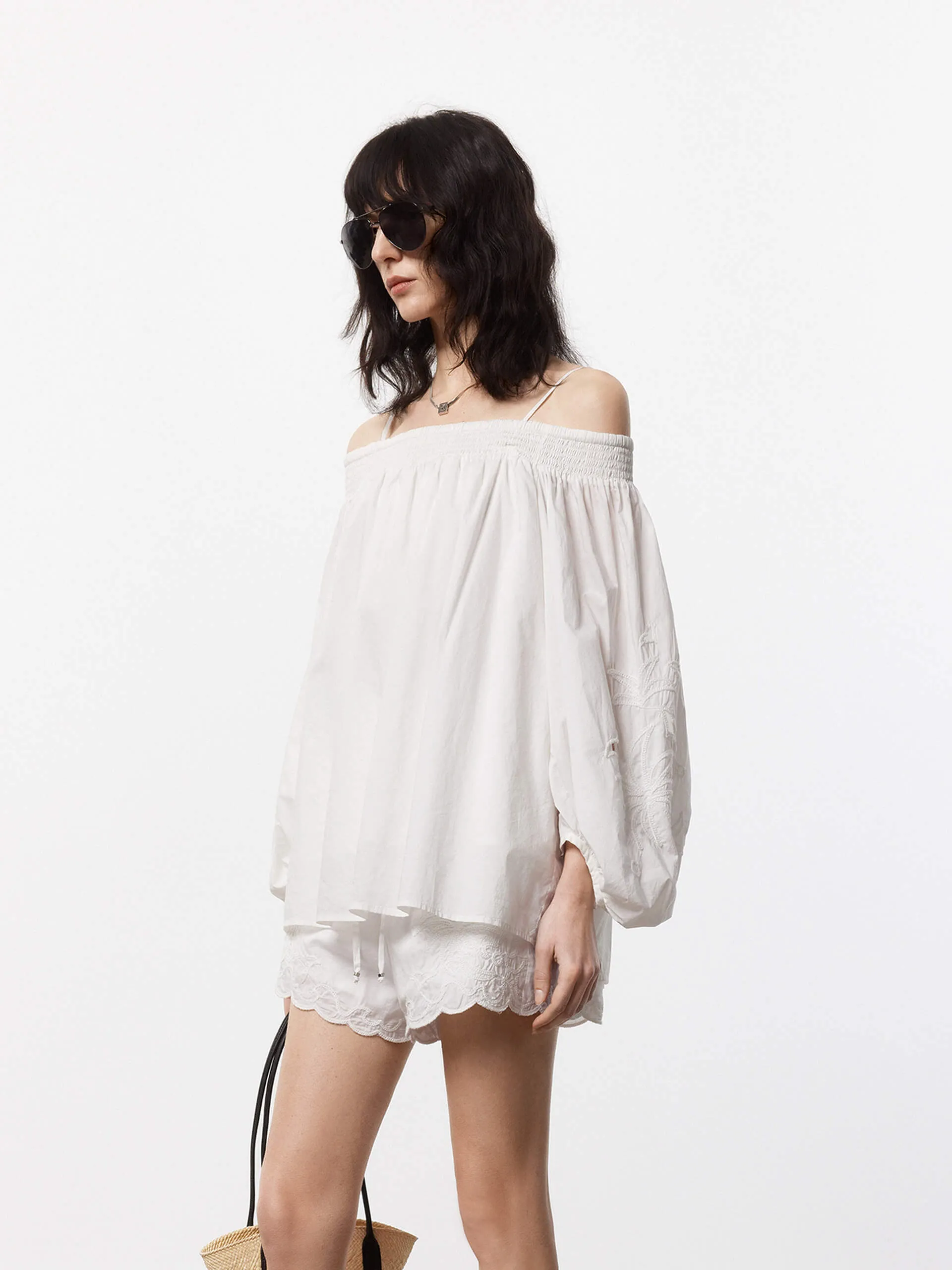 Off Shoulder Cotton Blouse