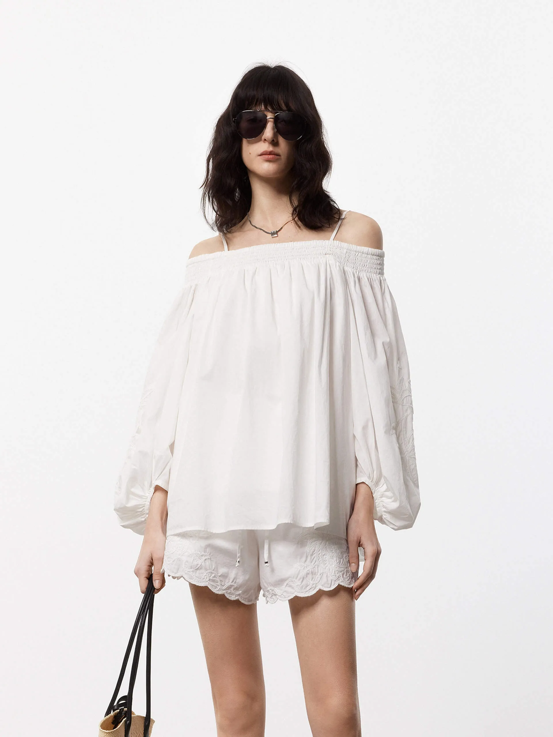 Off Shoulder Cotton Blouse