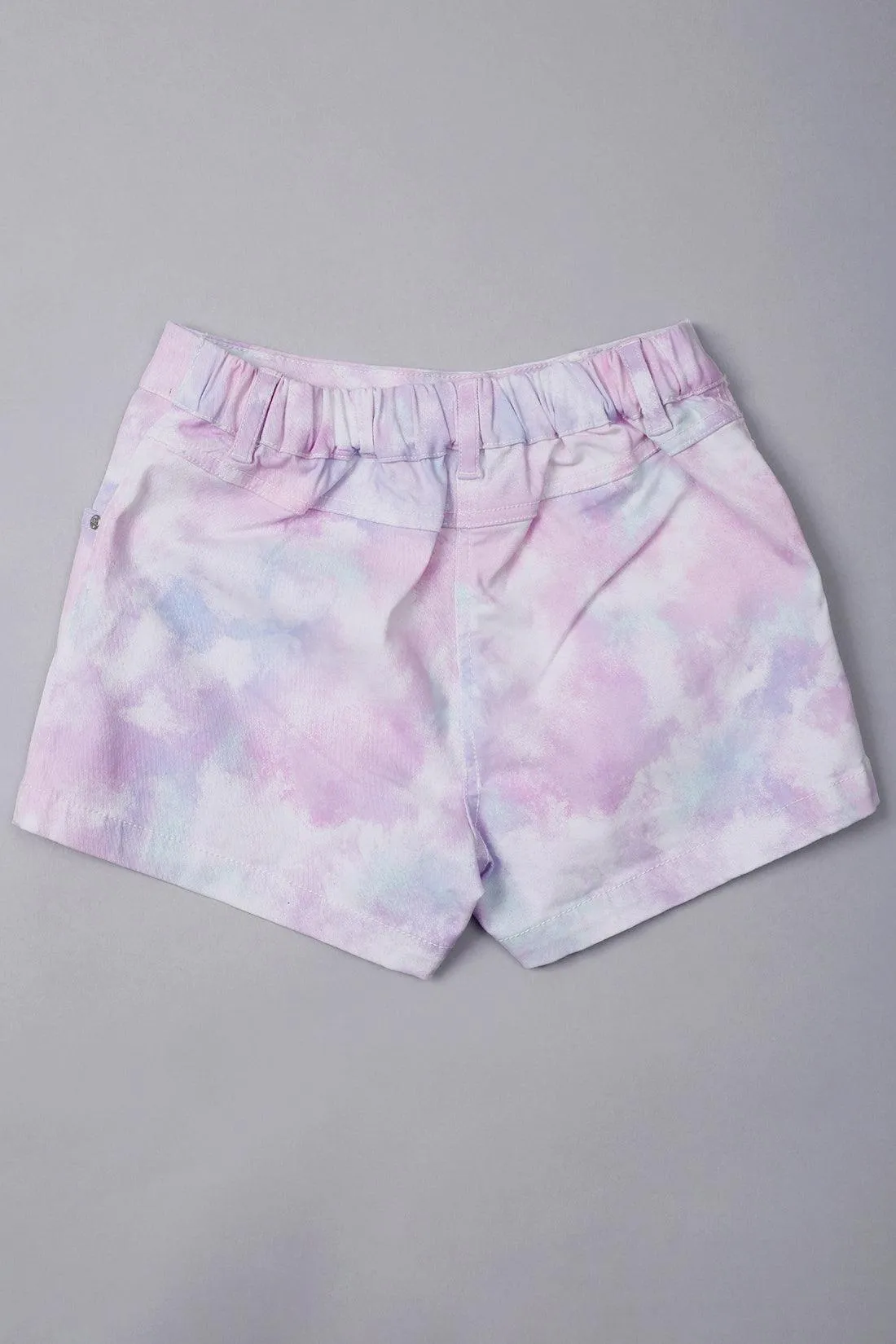 One Friday Kids Girls Multi Cotton Tye Dye Printed Short