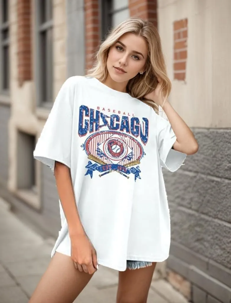 Oversized Baseball Shirt for Women Baseball Season Tshirt Women Sport Team Fans Short Sleeve Tee