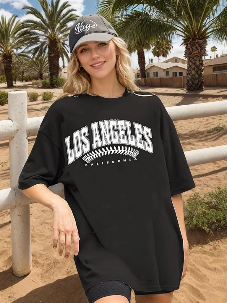 Oversized Baseball Shirt for Women Baseball Season Tshirt Women Sport Team Fans Short Sleeve Tee