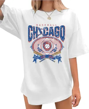 Oversized Baseball Shirt for Women Baseball Season Tshirt Women Sport Team Fans Short Sleeve Tee