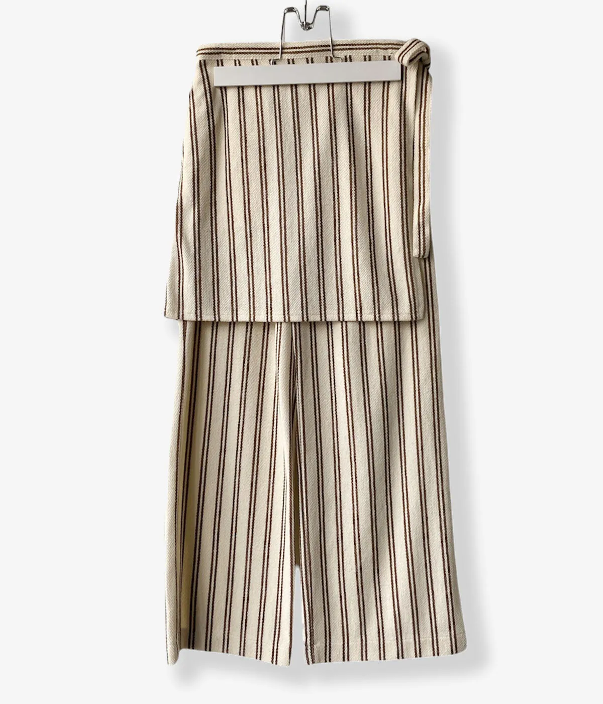 PHEENY/COTTON INRAY STRIPE PANTS WITH APRON(IVORY)