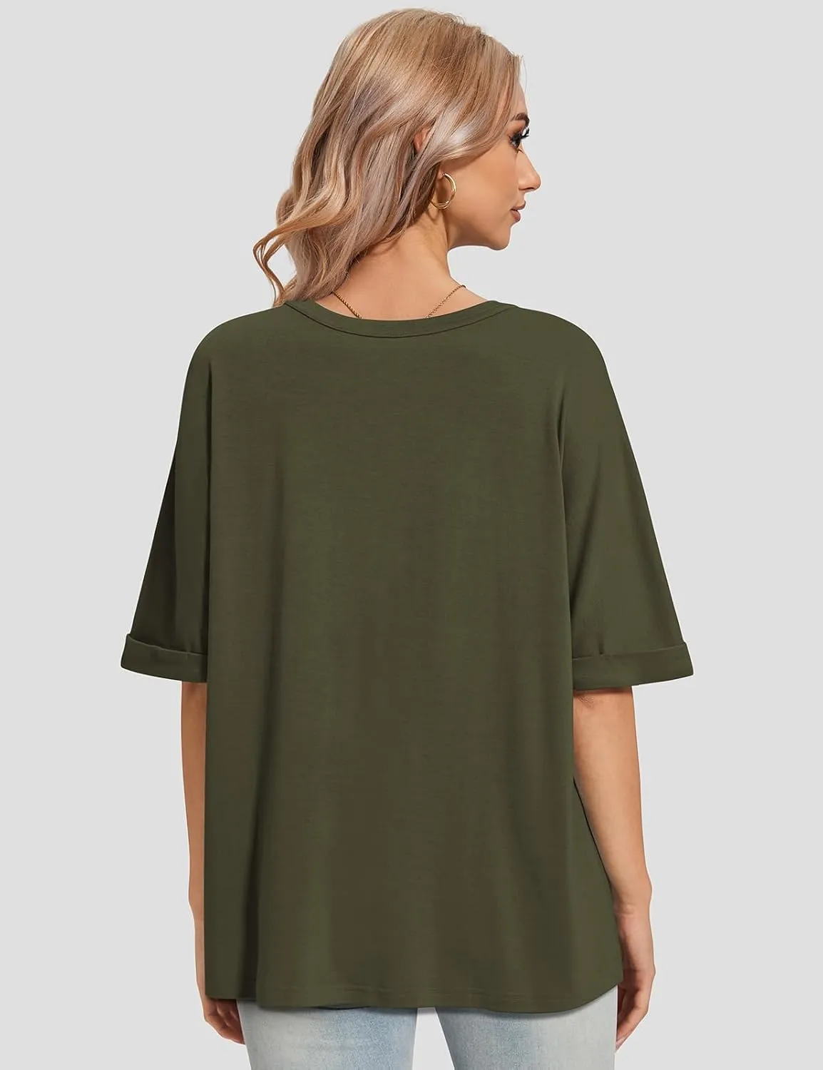 UEU Women Oversized T-Shirt Summer Casual Loose Fit Short Sleeve Basic Tops Workout Gym Tee Shirt