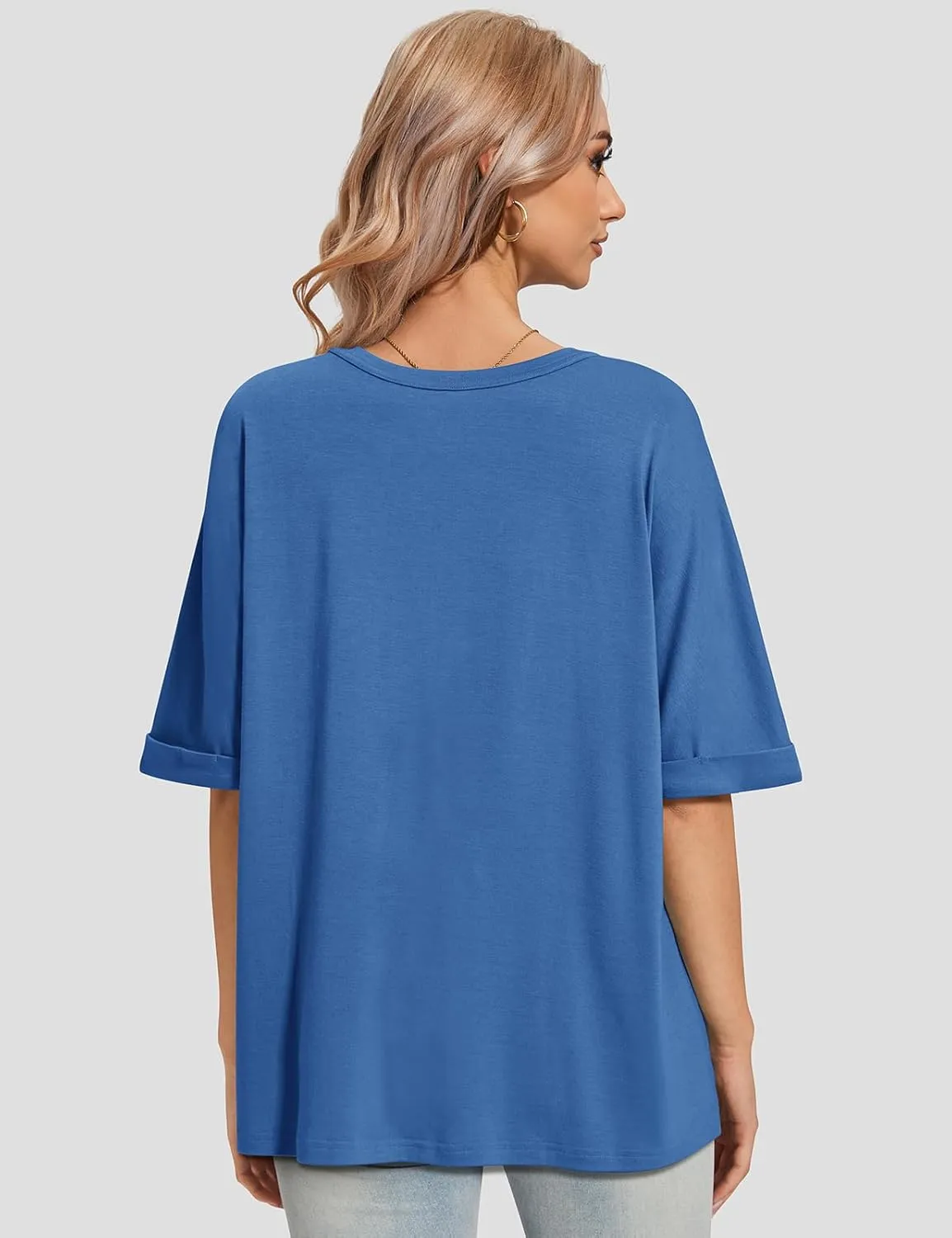 UEU Women Oversized T-Shirt Summer Casual Loose Fit Short Sleeve Basic Tops Workout Gym Tee Shirt