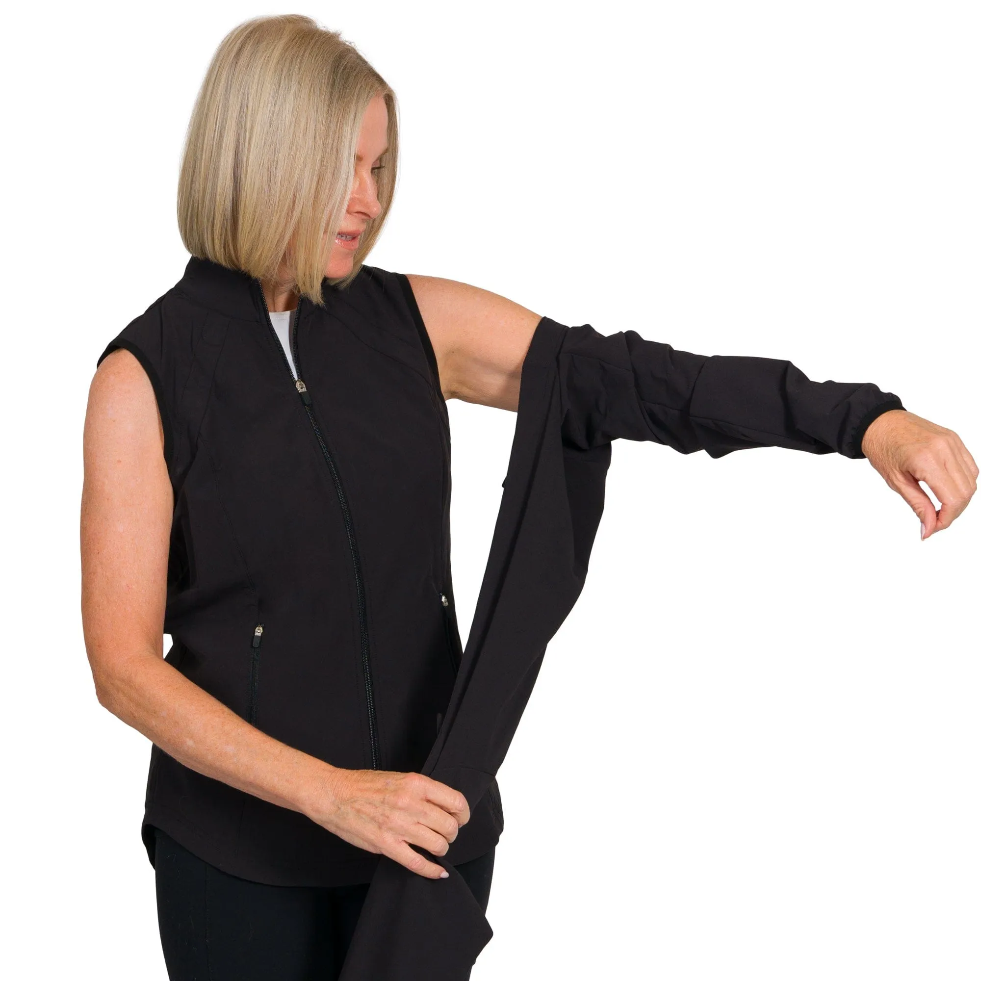 Wind Jacket with Removable Sleeves Black