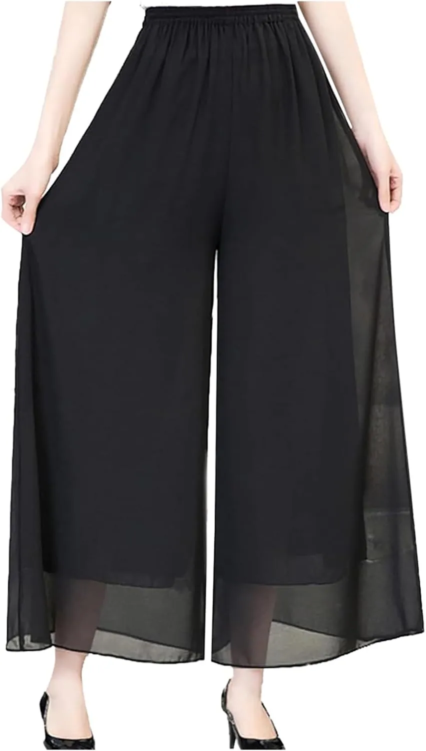 Women Linen Blend Summer Breathable Palazzo Lounge Pants High Waist Bootcut Loose Fit Trouser Office