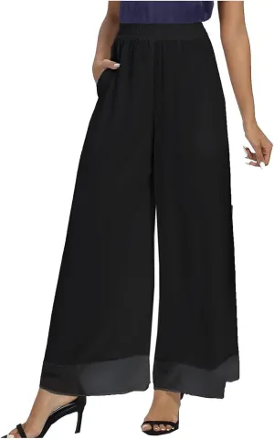 Women Linen Blend Summer Breathable Palazzo Lounge Pants High Waist Bootcut Loose Fit Trouser Office