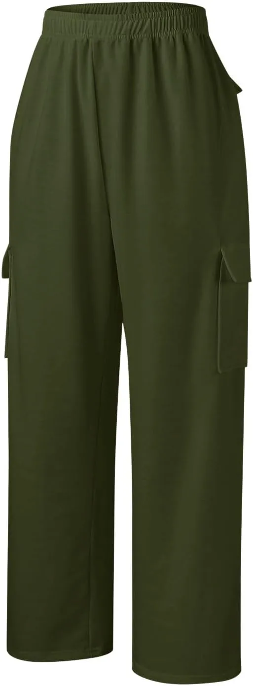 Women Linen Blend Summer Breathable Pants High Waist Wide Leg Slim Fit Trousers Business Work