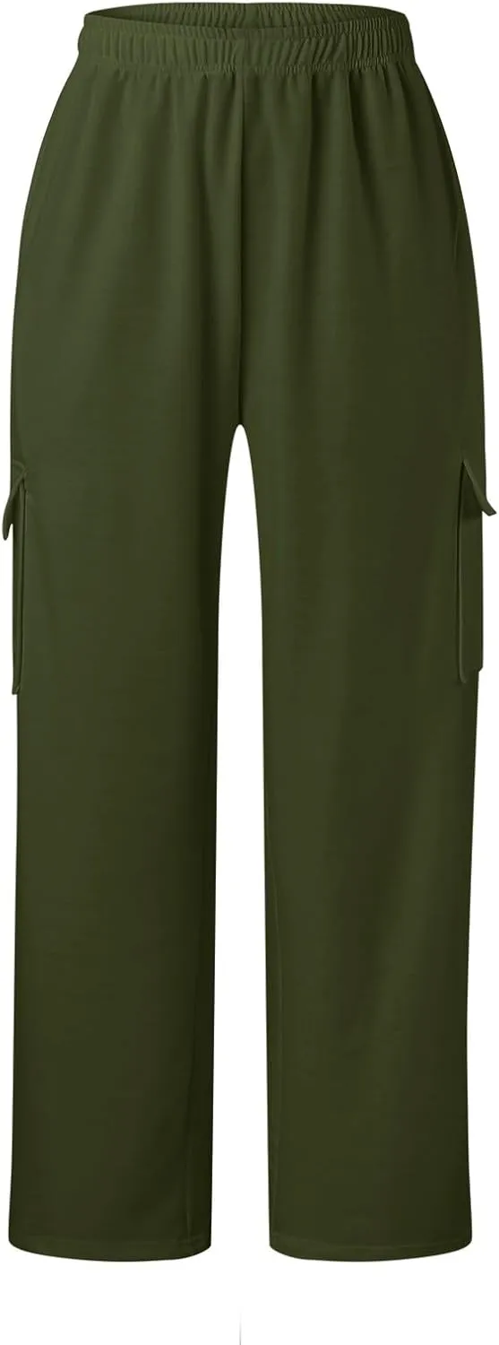 Women Linen Blend Summer Breathable Pants High Waist Wide Leg Slim Fit Trousers Business Work